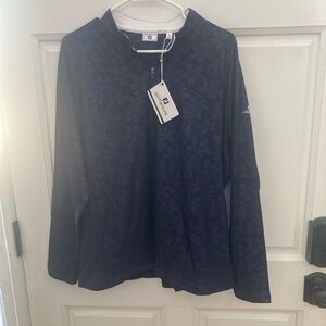 NWT FootJoy Blue golf Floral Quarter-Zip Pullover